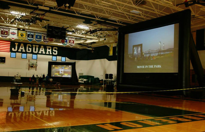 indoor screen movie rental